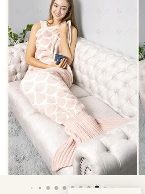 COMFYLUXE Mermaid Tail Blanket Mermaid Scales Polyester Microfiber Pink 71x32